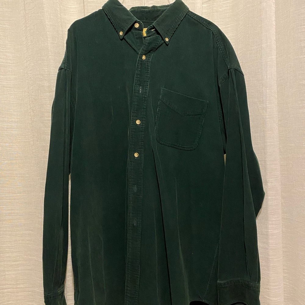 Dark Green LL Bean corduroy button up